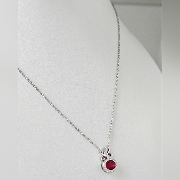 Red Ruby Oval Butterfly Necklaces - 925 Sterling Silver Charmed Aroma - Picture 2 of 4